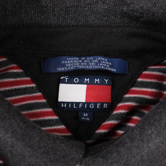 Vintage Tommy Hilfiger Polo Shirt Mens XL Red & Gray Striped Short Sleeve Crest - Picture 8 of 10